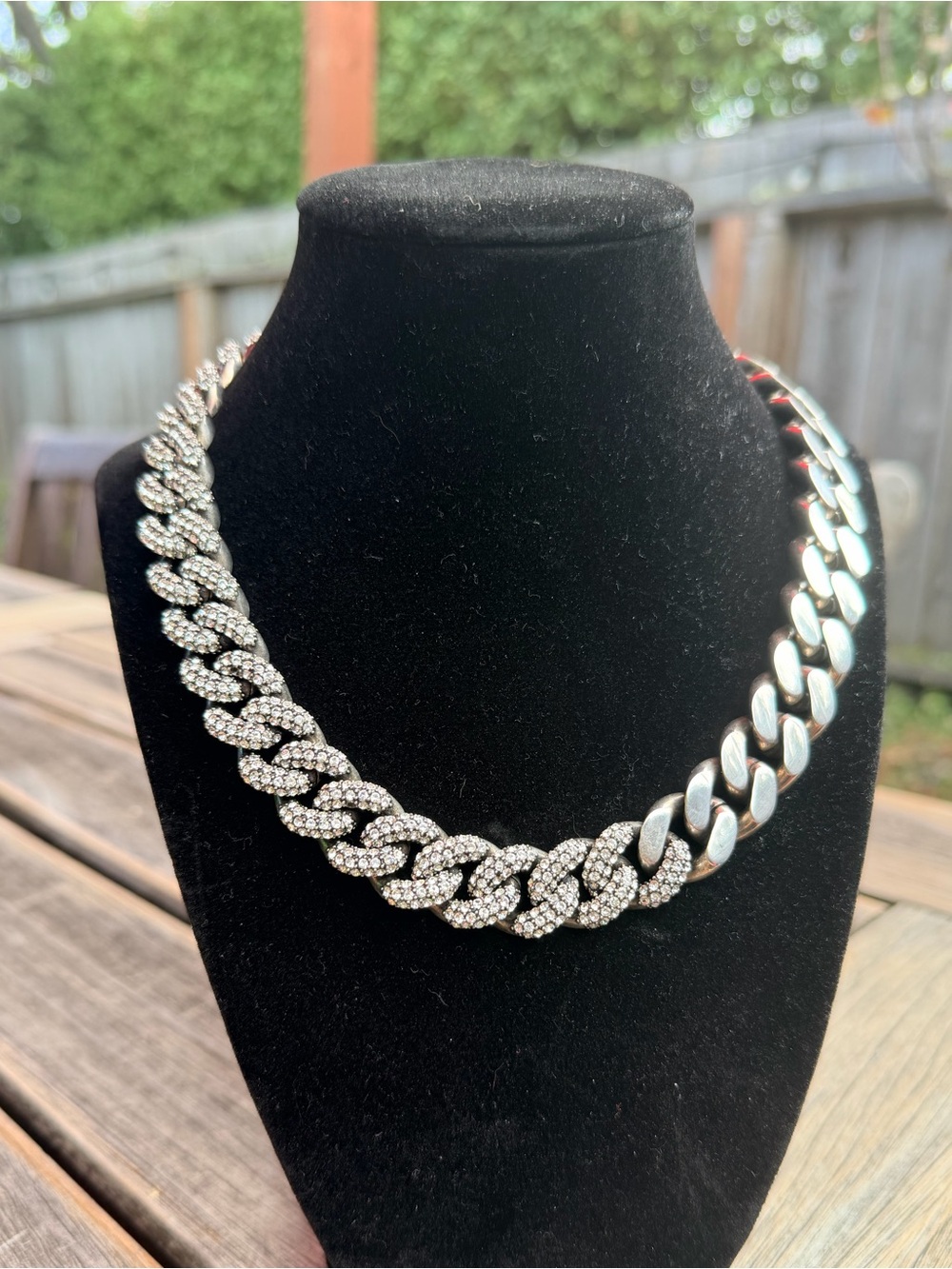 Saint Laurent Cuban Link Crystal Chain Necklace